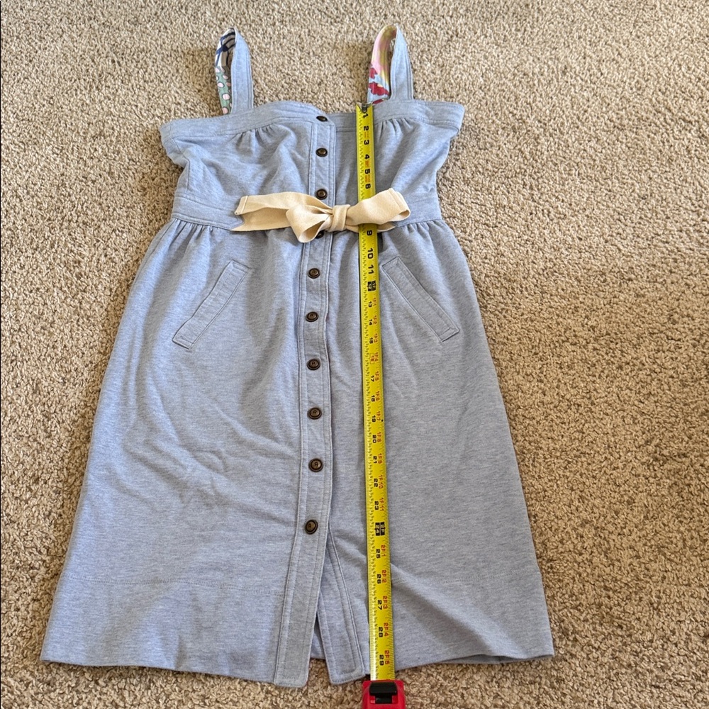 Anthropologie Allihop heathered  blue Button-Down Dress with Bow Sz s - Picture 3 of 5